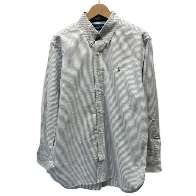 【中古】 RALPH LAUREN ストライプシャツ 長袖 シャツ トップス ボタンダウン ワンポイント ブランドロゴ スモールポニー 刺しゅう 古着