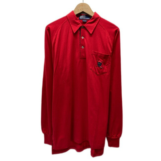 【中古】 POLO by RALPH LAUREN ポロシャツ 長袖 シャツ トップス ハーフボタン 無地 ワンポイント ブランドロゴ エンブレム 刺しゅう 古着