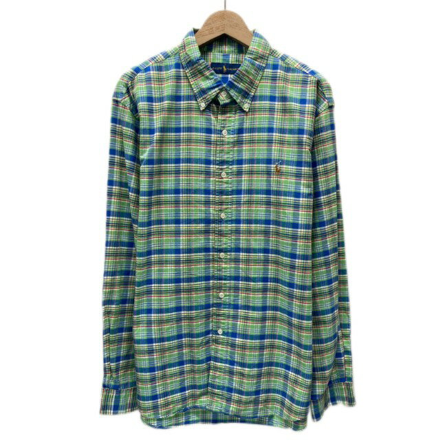 【中古】　RALPH LAUREN　チェックシャツ　長袖　シャツ　トップス　ボタンダウン　ワンポイント　ブランドロゴ　スモールポニー　刺しゅう　オーバーサイズ　古着(4)
