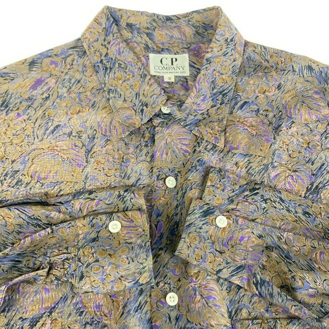 【中古】　C.P. COMPANY　柄シャツ　長袖　シャツ　トップス　レギュラーカラー　胸ポケット　花柄　日本製　古着
