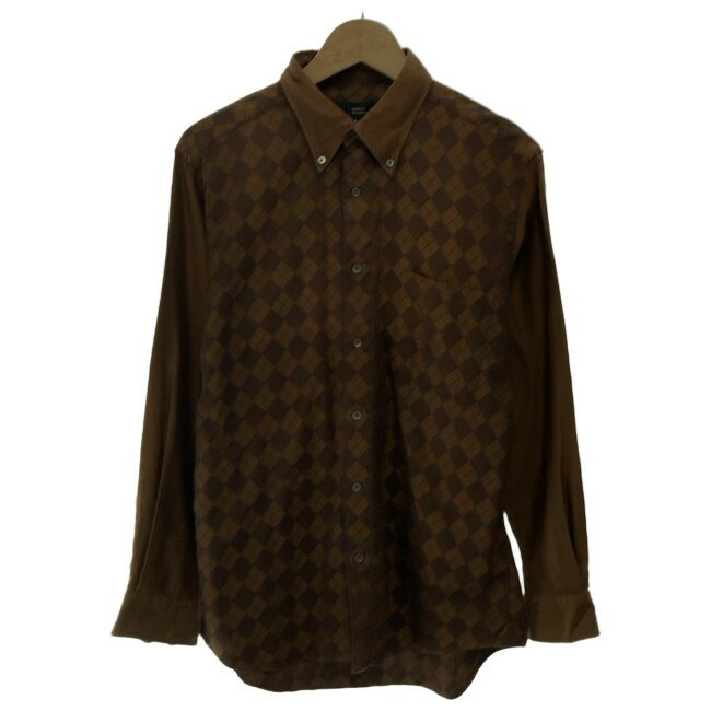 12/5はポイント5倍!【中古】 KANSAI YAMAMOTO チェックシャツ 長袖 シャツ トップス ボタンダウン 胸ポケット アーガイル柄 ダイヤ 古着