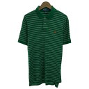 【中古】 POLO by RALPH LAUREN ポロシャツ 半袖 シャツ トップス ハーフボタン ボーダー ワンポイント ブランドロゴ スモールポニー 刺しゅう 古着