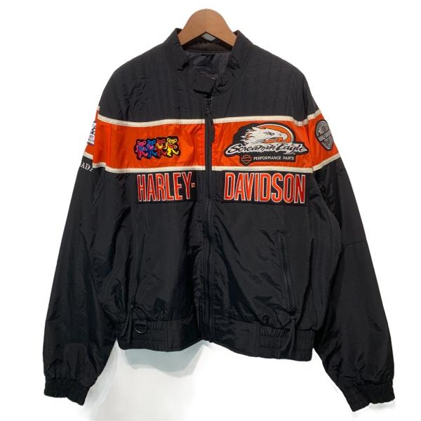 HARLEY-DAVIDSON ナイロンジャンパー ブルゾン アウター ブランドロゴ オーバーサイズ USA製 アメカジ 古着