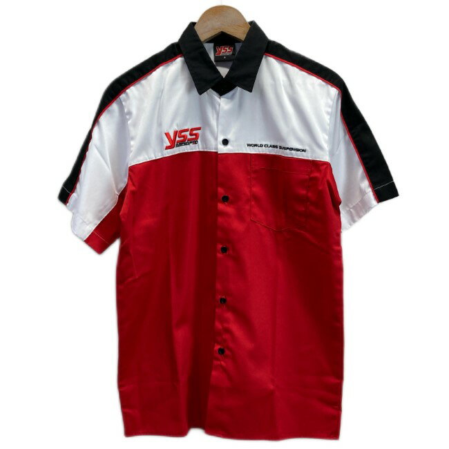 yss レーシングシャツ 半袖シャツ トップス レギュラーカラー 胸ポケット ブランドロゴ 両面プリント サーキット 古着