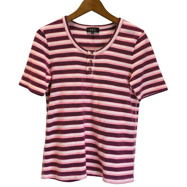 【中古】 A.P.C. Tシャツ 半袖 トップス ヘンリーネック ボーダー 古着