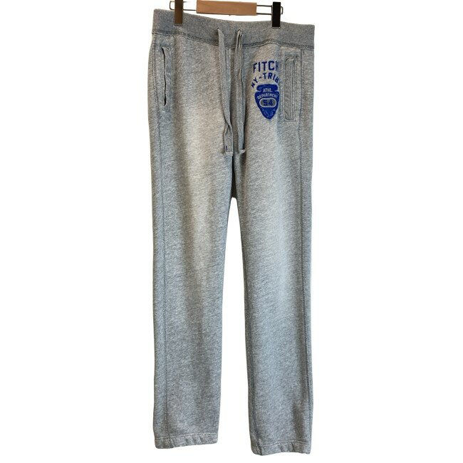 【中古】 Abercrombie & Fitch スウェットパンツ イージーパンツ ウエストゴム ドローストリング 裏起毛 ワンポイント ワッペン アメカジ 古着