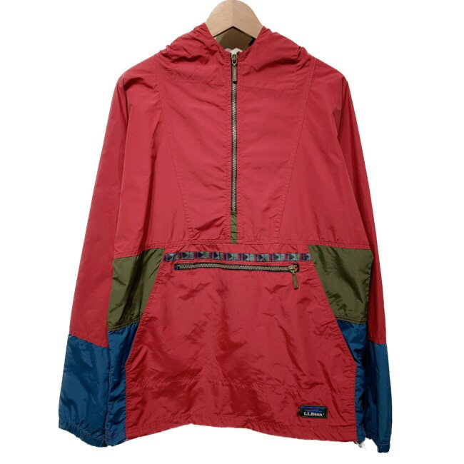 L.L.Bean ナイロンジャンパー アノラックパーカー プルオーバー アウター ハーフジップ フード バイカラー ジップポケット アウトドア 古着