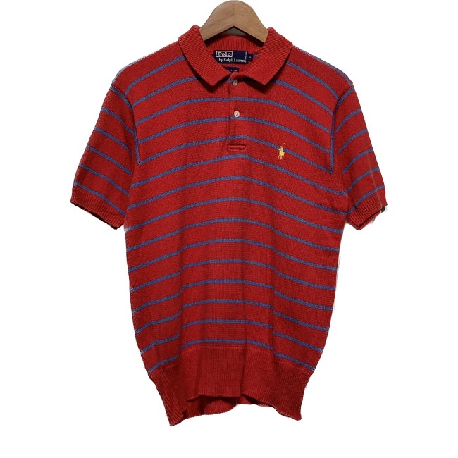 POLO RALPH LAUREN ポロシャツ 半袖 ボーダー 刺しゅうロゴ ワンポイントロゴ ナイガイ製 古着