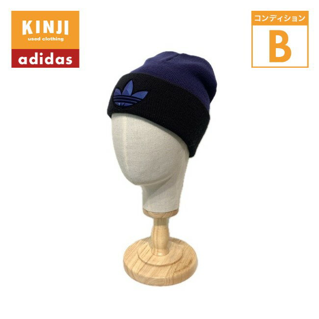 adidas　ニット帽　ビーニー　ブランドロゴ　トレフォイル　立体　3D　スポーツ　古着