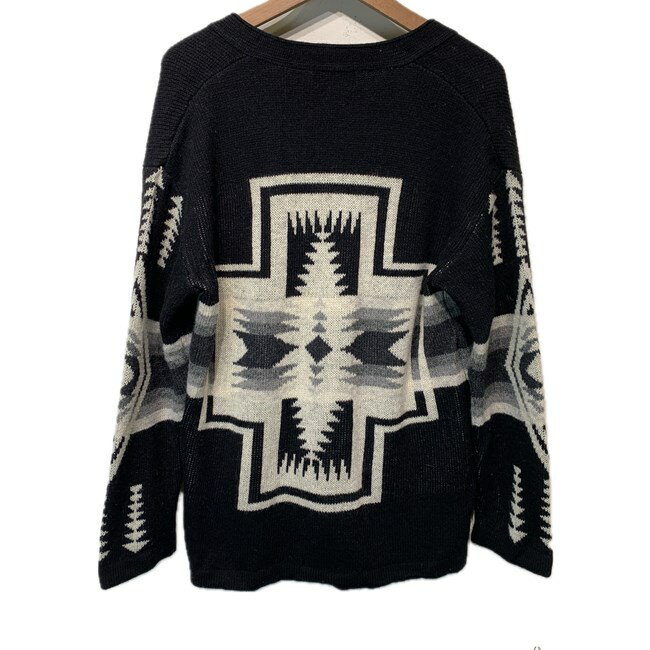 【中古】　PENDLETON　カーディガンセーター　ニット　ジャガードニット　Vネック　ウール　ナイロン　ボーダー　No.9575-8216　古着