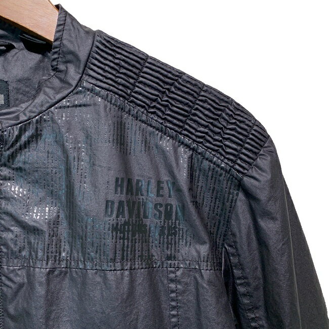 【中古】　HARLEY-DAVIDSON　ブルゾン　アウター　フルジップ　コットン　ワンポイント　ブランドロゴ　プリント　Light Weight Coated Jacket　アメカジ　古着