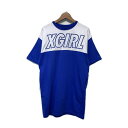 x-girl ワンピース 半袖 ミディアム丈 ひざ丈 ロングカットソー Tシャツ クルーネック バイカラー ブランドロゴ 刺しゅう ストリート 古着(4)