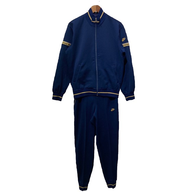 NIKE ジャージセットアップ 80's vintage 上下セット トラックジャケット トラックパンツ ウエストゴム ワンポイント ブランドロゴ スウッシュ 刺しゅう スポーツ 古着