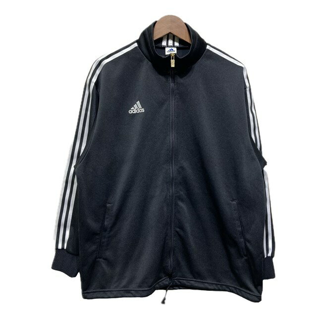 adidas トラックジャケット ジャージ アウター ハイネック フルジップ トラックライン 無地 ワンポイント ブランドロゴ スリーストライプ 刺しゅう 日本製 スポーツ 古着