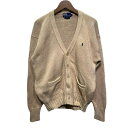 【中古】 POLO by RALPH LAUREN カーディガンセーター 90s vintage 90年代 ニット 長袖 Vネック 無地 ワンポイント ブランドロゴ スモールポニー 刺しゅう ローゲージ 古着