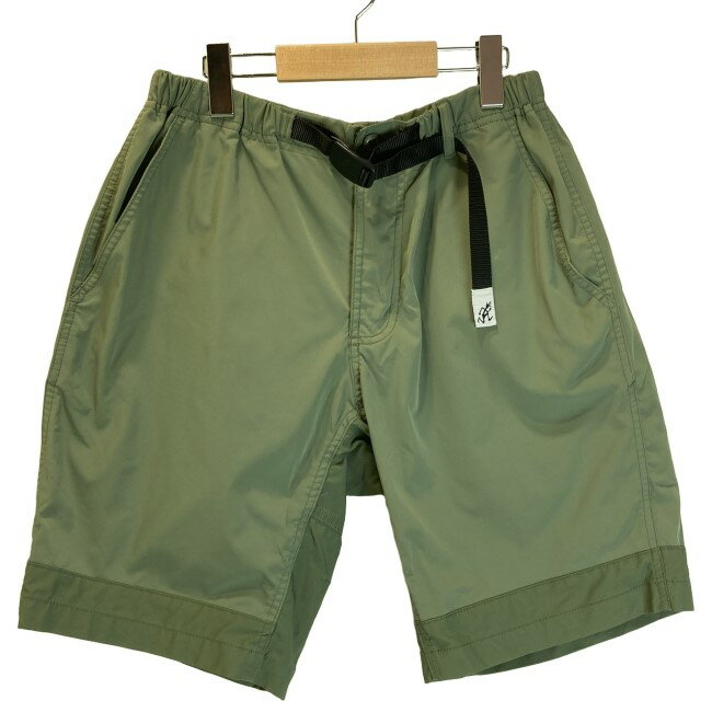 【中古】 GRAMicci ハーフパンツ 短パン ショートパンツ ボトムス ベルト ジップフライ ウエストゴム 無地 アウトドア 古着