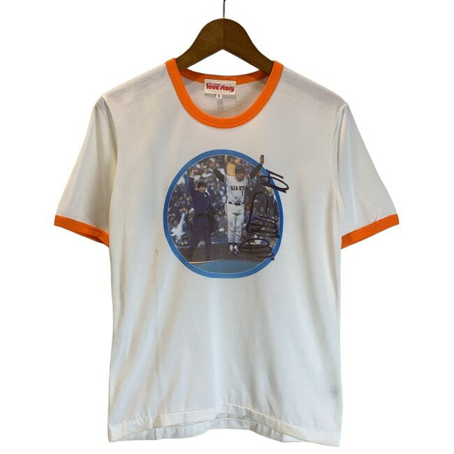 【中古】　love story　リンガーT　Tシャツ　半袖　トップス　クルーネック　王貞治　サイン入り　プリント　日本製　古着のサムネイル