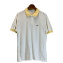 【中古】 LACOSTE ポロシャツ 半袖 トップス ボーダー ワンポイント クロコダイル 刺しゅう 古着