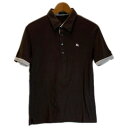 【中古】 BURBERRY BLACK LABEL ポロシャツ 半袖 トップス 無地 ワンポイント 刺しゅう 日本製 古着