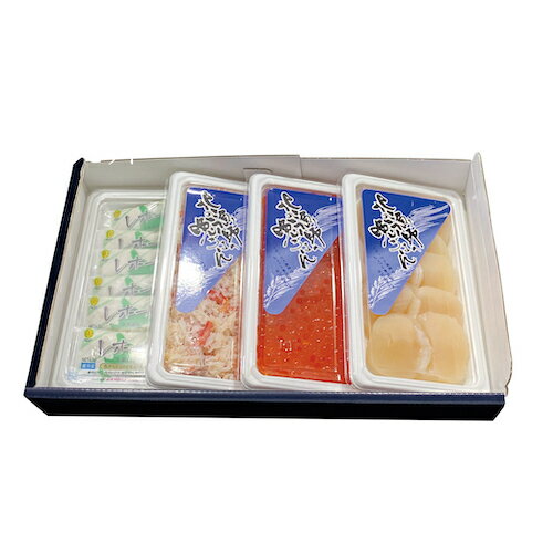 【ギフト】紋別漁師食堂「贅沢かに・ほたて・いくら3種セット」＆金印　レホール（4.5g×6袋） ＊送 ...