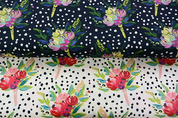 輸入生地　ART GALLERY FABRICS【blb-44720/54720 大柄の花とドット】【50cm単位販売　メール便は3mまで可】【花柄/水玉/ブロード/プレミアムコットン/AGF/アートギャラリーファブリック/生地/布/布地】