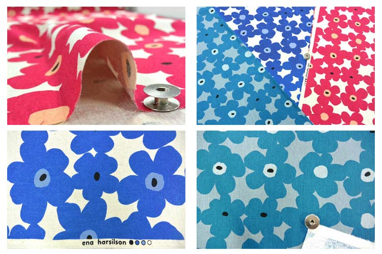 生地　綿麻キャンバス《北欧調フラワー》【30cm以上10cm単位　メール便は2m】【キャンバス生地/厚手/厚地/コットンリネン/布/布地/北欧風/花柄/入園入学/トートバッグ/手芸/ハンドメイド/ソーイング/ファブリック/キンカ堂】北欧風花柄生地