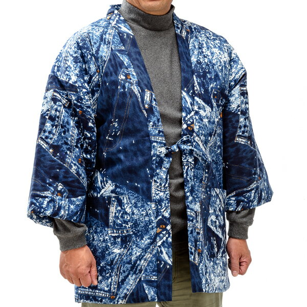 半天 メンズ 半纏 はんてん ケミカルプリント デニム 風 あったかーい中綿入り メンズ 紳士 メンズ 紳士 男性用 冬衣料 ポカポカ 着回しが簡単 暖房費節約...