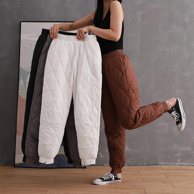 中綿 ロング丈 キルティングパンツ レディース パンツ ズボント キルティングパンツ ウエストゴム ポケット付き ロングパンツ 防寒パンツ 中綿パンツ キルティングパンツ ボトムス 秋冬 レディース トレッキングパンツ ウォーキング パンツ ボトムス 冬 送料無料 暖か 2