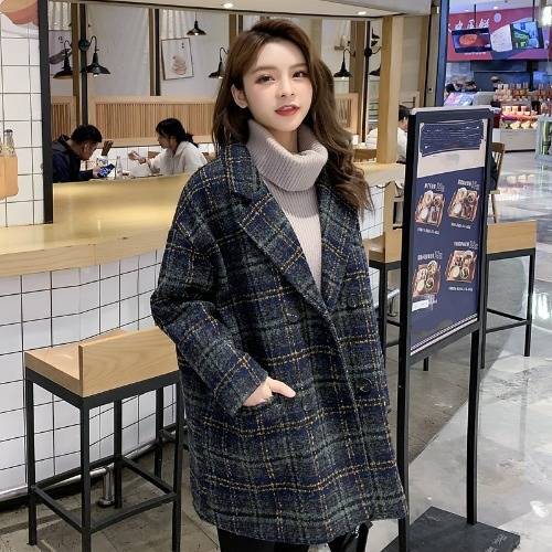 Rakuten - チェスターコート チェスターコート BELKSDY31954 40代 レディース チェスターコート チェック柄 ショット丈スーツジャケット ラシャオーバー 韓国風
