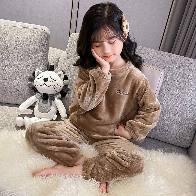 长袖 - 2点セット 上下セット 女の子 ルームウェア ふわふわ モコモコ 2点セット キッズ パジャマ 長袖 ジュニア ベビー服 寝巻き 冬