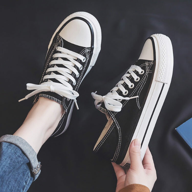 レディース かかとが踏める 厚底 スニーカー スリッポンスニーカー 2WAY 軽量 柔らかい 紐靴 キャンバスシューズ スニーカー サボ 履きやすい 美脚 白