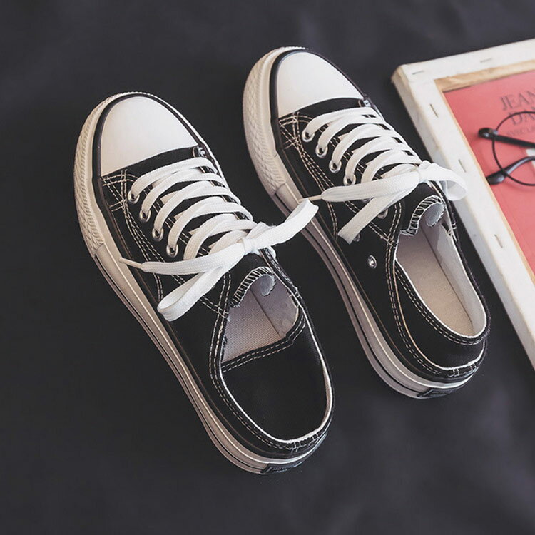 レディース かかとが踏める 厚底 スニーカー スリッポンスニーカー 2WAY 軽量 柔らかい 紐靴 キャンバスシューズ スニーカー サボ 履きやすい 美脚 白