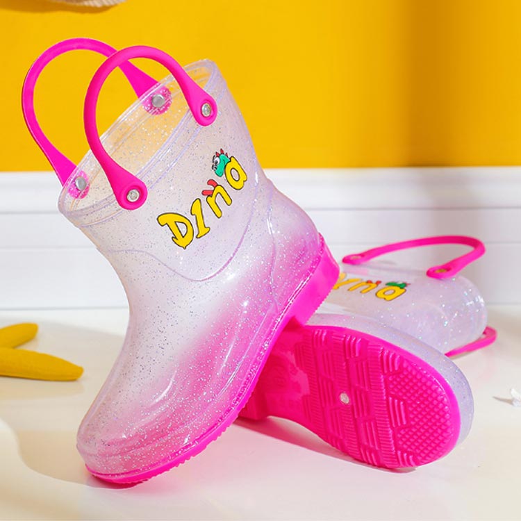 ベビー キッズ レインシューズ 持ち手 長靴 女の子 ハンドル付き レインブーツ 取手 キラキラ 引っかけ 雨具 男の子 ループ 長靴 長靴 かわいい おしゃれ 子供靴 動物 アニマル 恐竜 レインシューズ 雨靴 防水 2
