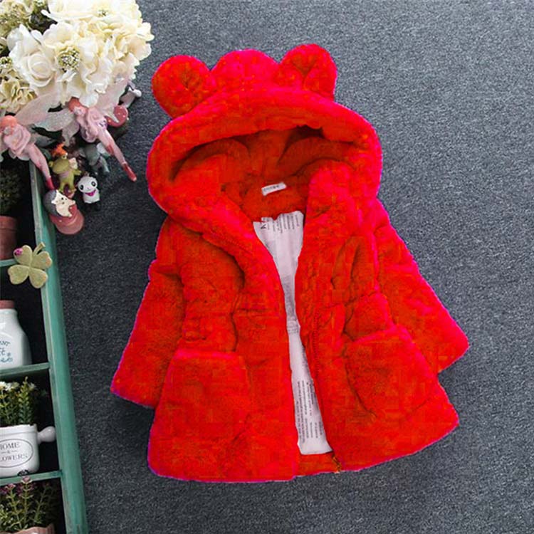 ファーコート キッズ服 女の子 耳付き フード...の紹介画像2