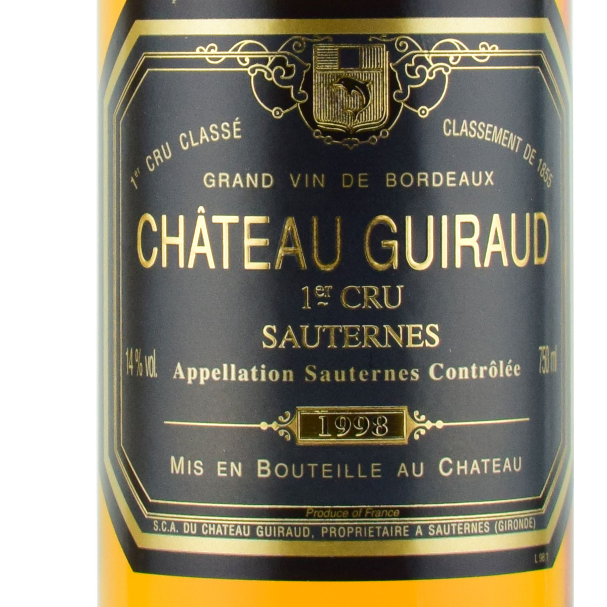 シャトー・ギロー　1998　750ml　貴腐ワイン　ソーテルヌ　格付1級　Chateau GUIRAUD　デザートワイン　送料は無料（送料欄に別途クール代金が加算されます）