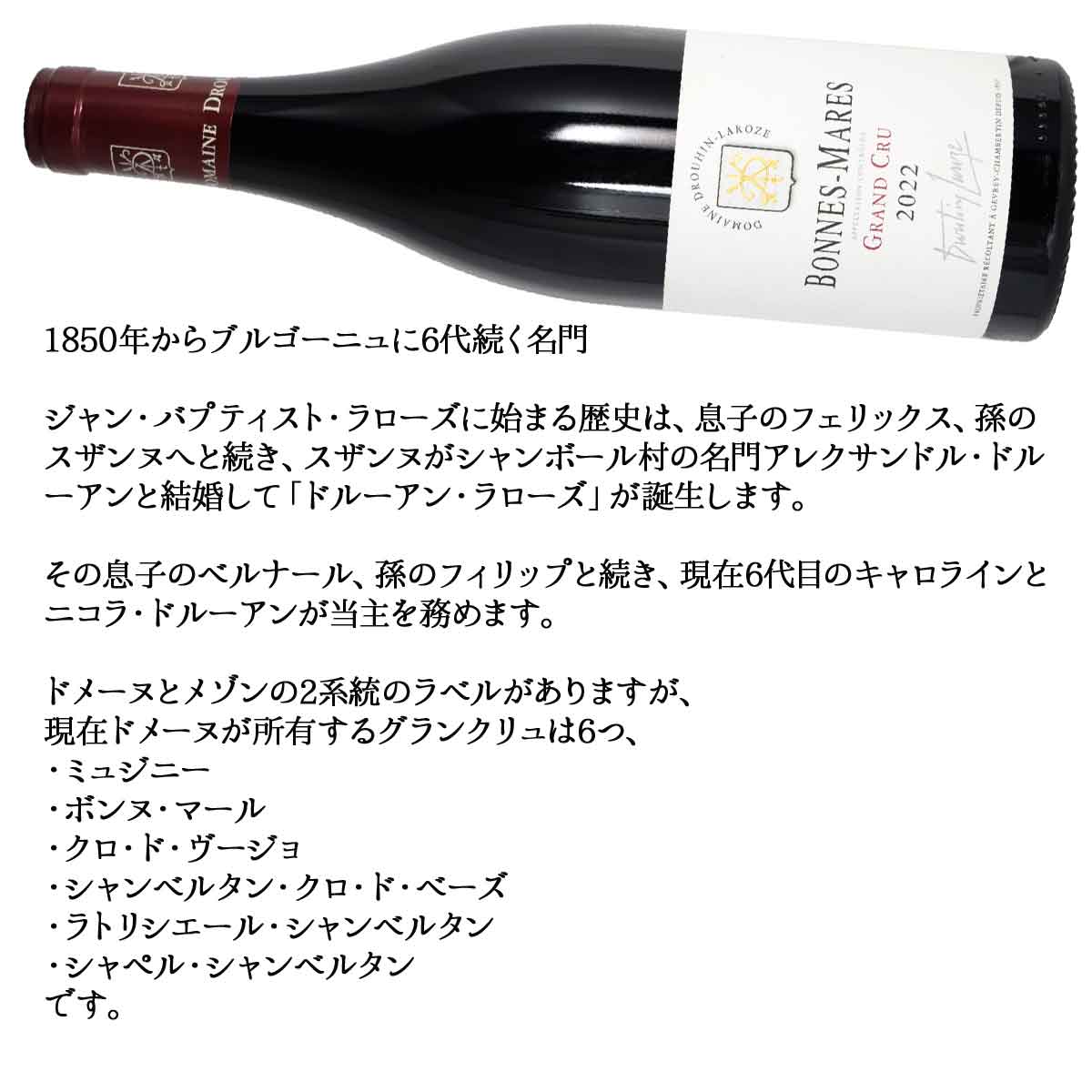 ［2022］［グランクリュ特級］ボンヌ・マール 750ml赤 ［ドメーヌ］ドルーアン・ラローズBonnes Mares Domaine Drouhin Laroze kinko-10038227 オーリック サンプル画像3