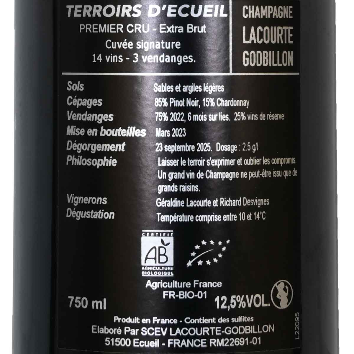 テロワール・デキュイユ プルミエ・クリュ 750ml泡 ラクルト・ゴドビヨン［シャンパーニュ］Terroirs d’Ecueil Lacourte Godbillon kinko-10038953 オーリック サンプル画像3