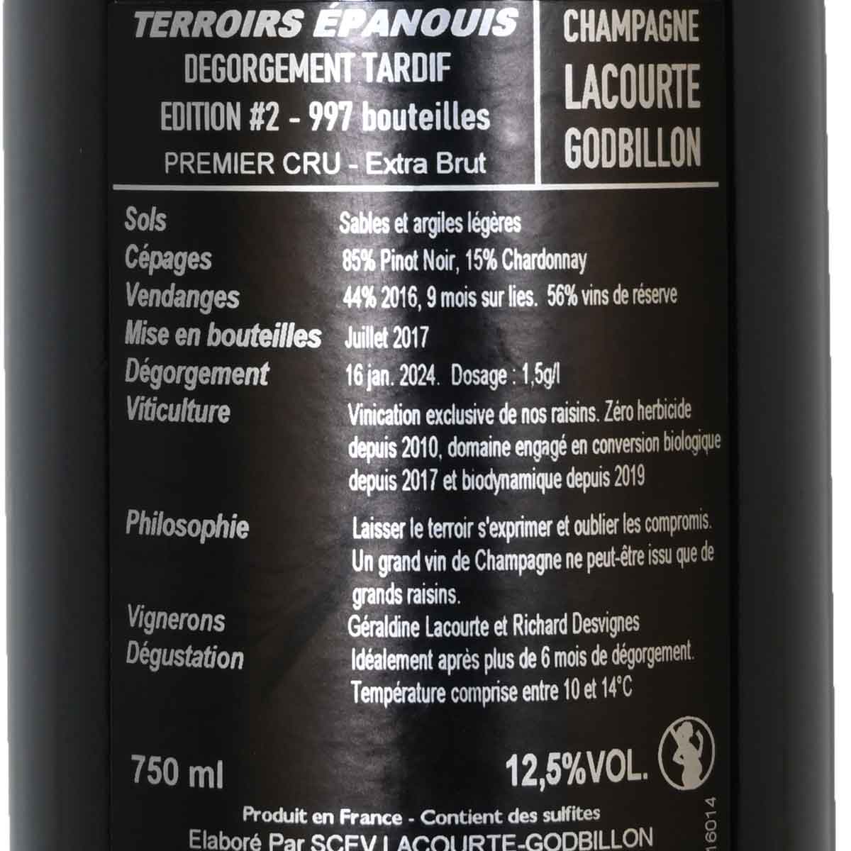 テロワール・エパヌイ 750ml泡 シャンパーニュ ラクルト・ゴドビヨン［デゴルジュマン・タルディフ］Terroirs Epanouis Lacourte Godbillon kinko-10038954 オーリック サンプル画像3