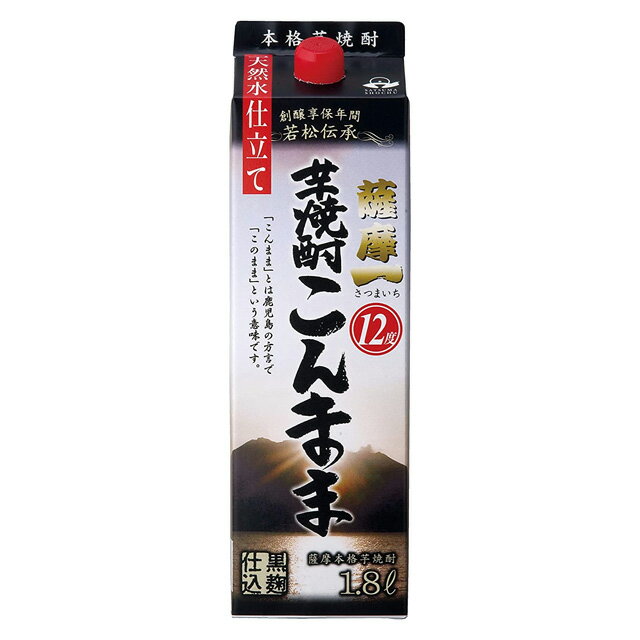 商品詳細 ■商品番号 070839 ■商品種別 芋焼酎 ■内容量 1800ml ■アルコール度数 12度 ■麹菌 黒麹 ■蒸留方法 常圧蒸留 ■メーカー 若松酒造（株） ■原材料 芋・米麹 コメント 清冽な天然水（軟水）で前割りされた「薩摩...