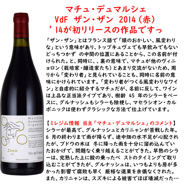 マチュ・デュマルシェ ザンザン 2014 750ml赤 自然派ワインMatthieu DUMARCHER ZIN ZIN kinko-10025922 オーリック サンプル画像2