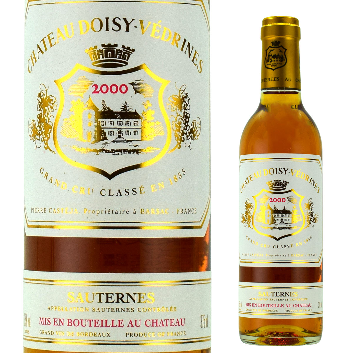 シャトー・ドワジィ・ヴェドリーヌ 2000 375mlハーフボトル 貴腐ワイン ソーテルヌ　CH.DOISY VEDRINES Sauternes　デザートワイン