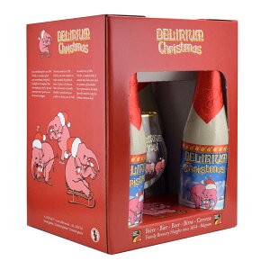 デリリウム （デリリュウム） クリスマスギフトセット 330ml瓶×4本＆1脚 ベルギービール　 Gift Box　Delirium Christmas ※ラベルは3種類ありますがランダムで発送します。