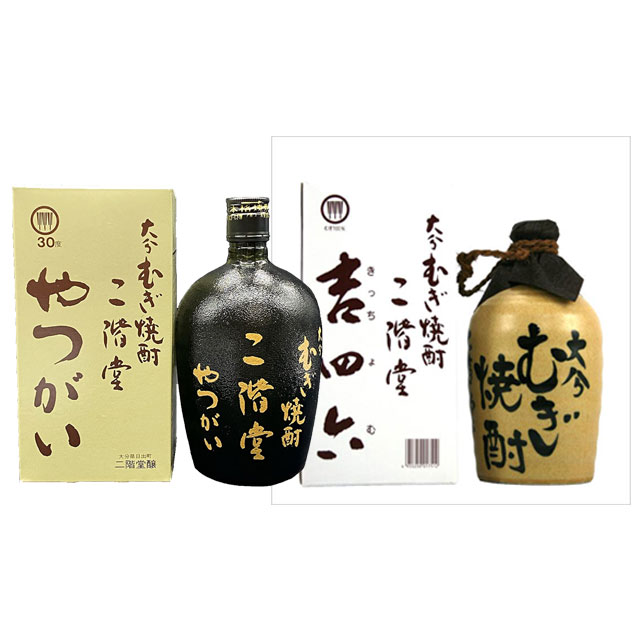 乐天商城 - 吉四六の壷 25度・やつがい 30度 720ml×各3本 麦焼酎 限定品 二階堂酒造 大分県※北海道・東北エリアは別途運賃が1000円発生します。