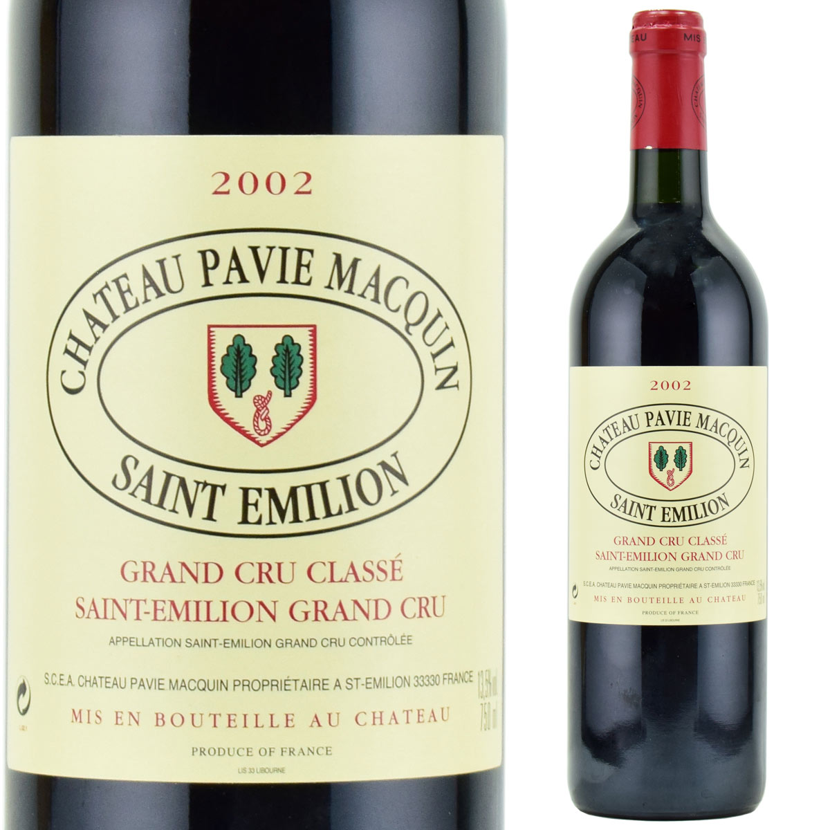 シャトー・パヴィ・マカン　2002　750ml赤　フランス・ボルドー　サンテミリオン　Chateau PAVIE MACQUIN SAINT EMILION　プルミエ・グランクリュ・クラッセB