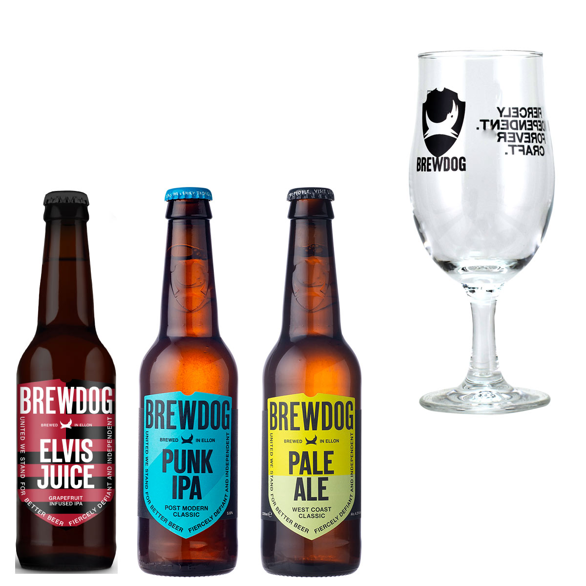 ブリュードッグ グラスセット パンクIPA エルビスジュース ペールエール 330ml瓶×12（各4本）　BrewDog Pale Ale Can Elvis juice PUNK IPAのサムネイル