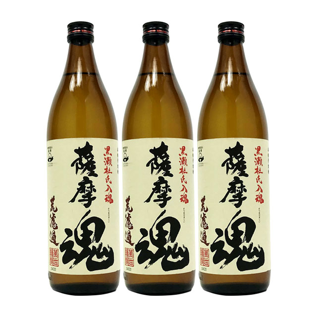 商品詳細 ■商品番号 239278 ■商品種別 芋焼酎 ■内容量 900ml×3本 ■アルコール度数 25度 ■麹菌 黒麹 ■蒸留方法 常圧蒸留 ■メーカー 萬世酒造（株） ■原材料 芋・米麹 コメント 本格焼酎「薩摩魂」は、黒麹づくりを得...