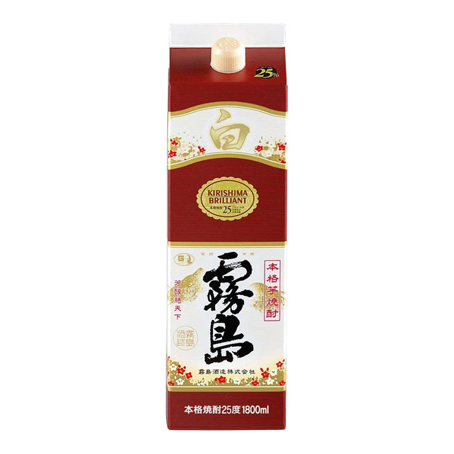 白霧島 25度 パック 1800ml×3本 芋焼酎 霧島酒造※北海道・東北エリアは別途運賃が1000円発生します。 2