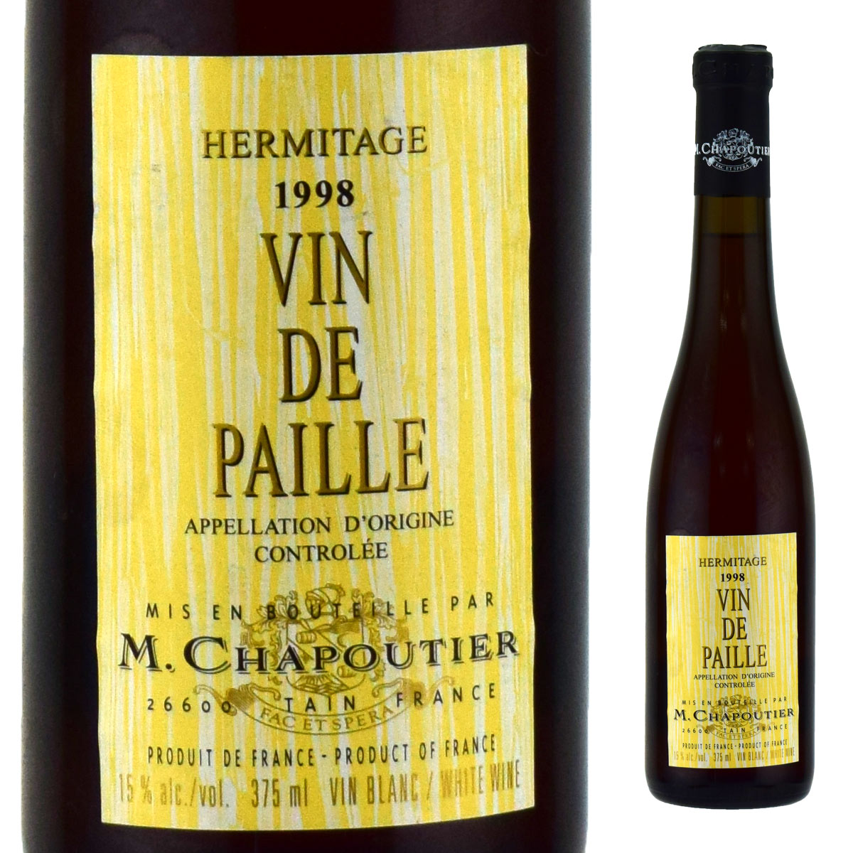 M. シャプティエ エルミタージュ 白 ヴァン・ド・パイユ 1998 375ml デザートワイン　Hermitage Vin de Paille M.Chapoutier　送料無料商品につき、北海道・東北は別途送料必要（1,000円追加）