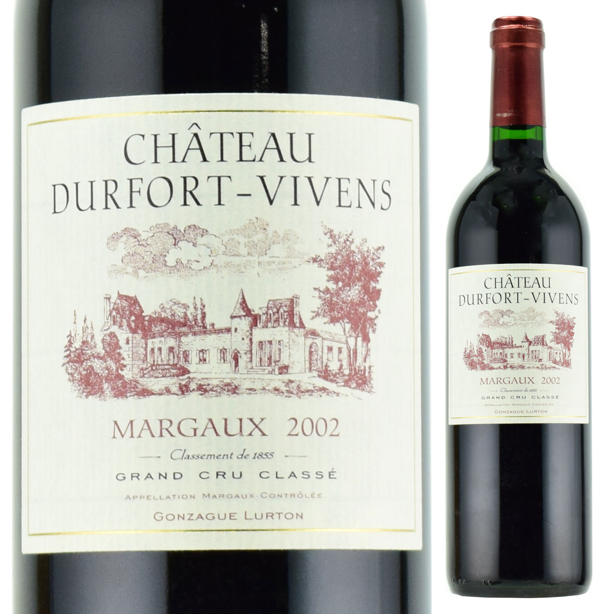 シャトー・デュルフォール・ヴィヴァン　2002　750ml赤　フランス・ボルドー　マルゴー格付2級　Chateau DURFORT VIVENS　送料は無料（送料欄に別途クール便代金が加算されます）