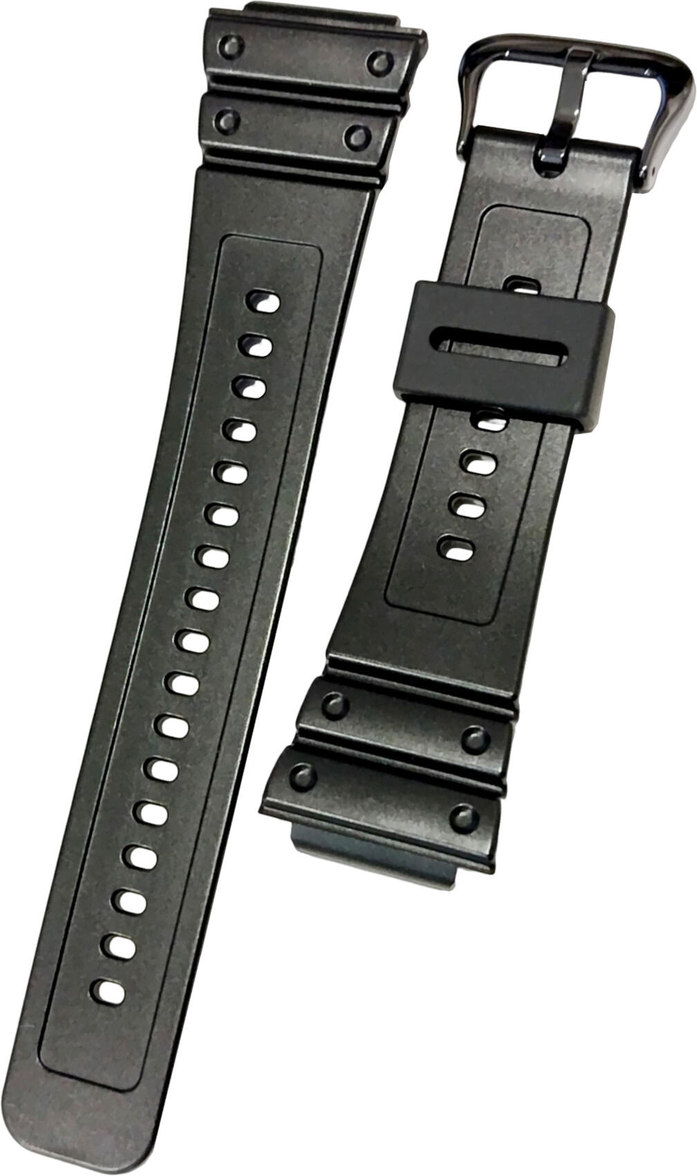 DW-H5600-1A2JR用バンド（ベルト） ・バイオマスプラスチック製 ・色：黒色 ・美錠色：黒 ・ラグ幅：18mm ・付属部品：バネ棒付き ■DW-5600,DW-5700,G-5700,G-5600,DW-5000,GL-230,GW-5600 　GB-5600,GWX-5600,GLX-5600,GW-M5600,GW-M5610に取り付けることはできません。